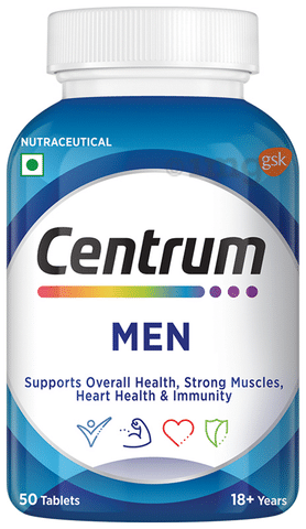 Centrum Men Vegetarian Tablets for Muscles, Heart, & Immunity | World's No.1 Multivitamin | Nutrition Formula 50 tablet