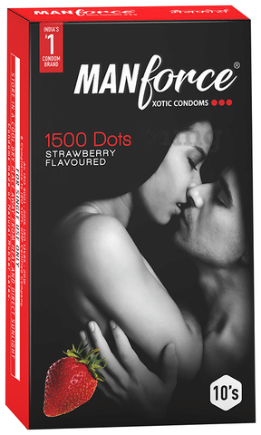Manforce 1500 Dots Xotic Condom | Flavour Strawberry(10 condom)