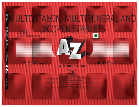 A to Z NS+ Daily Multivitamin Tablets – Zinc & Vitamin C for Immunity, B-Complex & Essential Nutrients for Energy & Wellness
