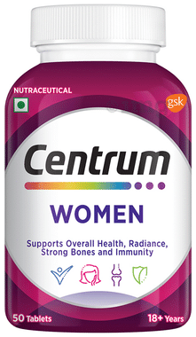 Centrum Women Vegetarian Tablets for Muscles, Heart, & Immunity | World's No.1 Multivitamin & Multimineral 50tablet