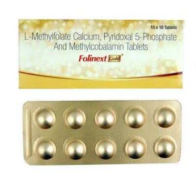 Folinext Gold Tablet with L-Methylfolate, Pyridoxal-5 Phosphate & Mecobalamin 10 tablet