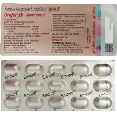Orofer XT Tablet with Ferrous Ascorbate & Folic Acid | For Mineral Support 15 tablet