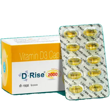 D-Rise 2000 Capsule with Vitamin D3 (Cholecalciferol) for Bone Health | Bone, Joint & Muscle Care 10 capsule