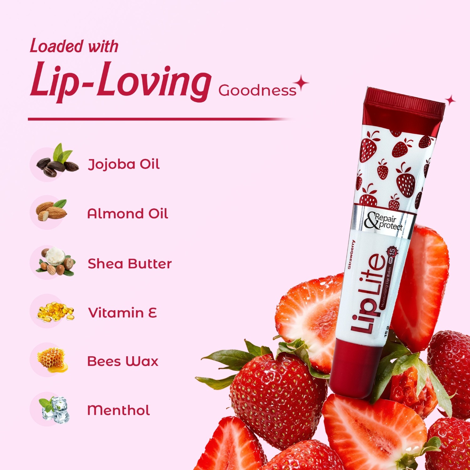 Leeford Lip Lite Balm SPF-15 – Strawberry Lip Care & Sun Protection - Image 4