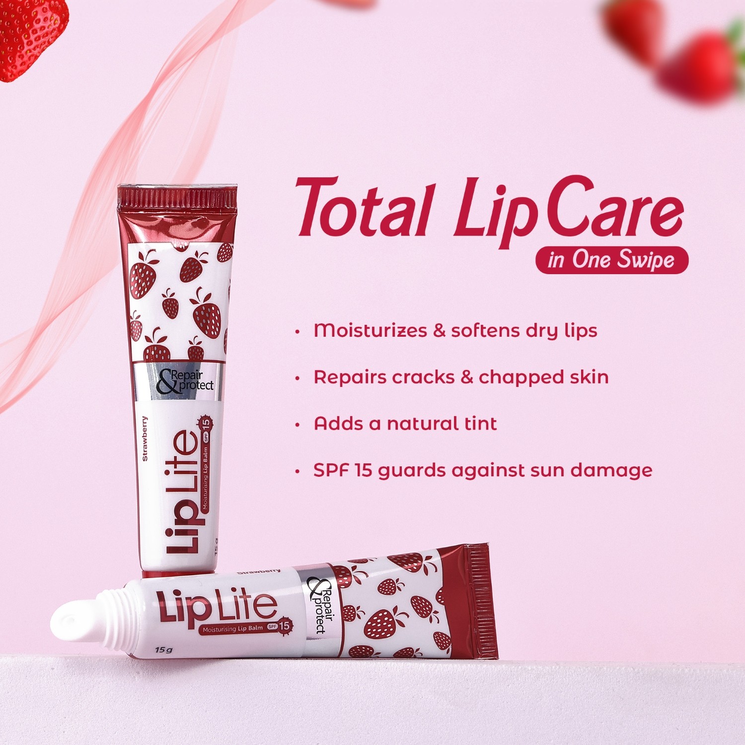 Leeford Lip Lite Balm SPF-15 – Strawberry Lip Care & Sun Protection - Image 2