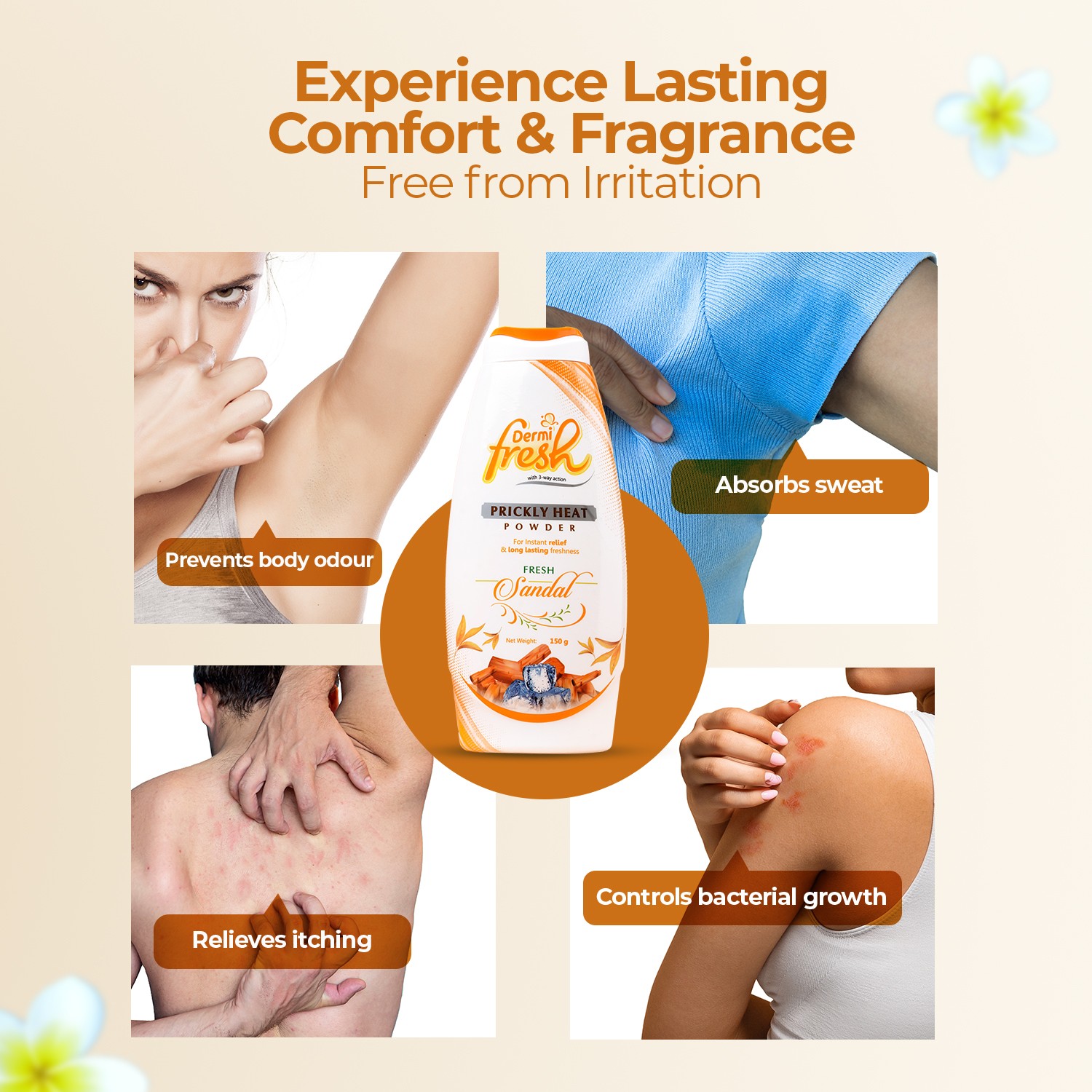 Fresh Prickly Heat Powder 150g | Sandal | Cooling Relief - Image 5