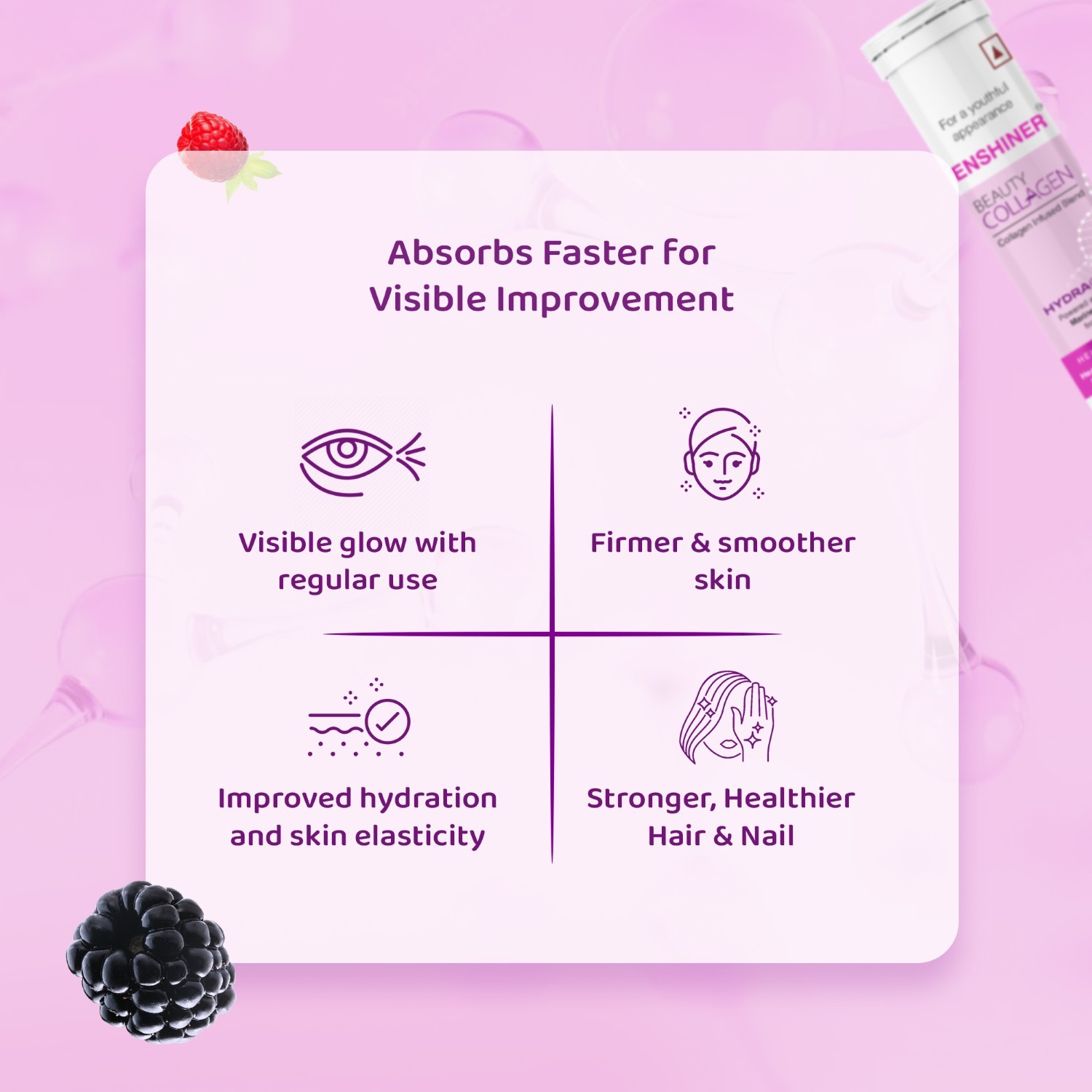 Enshiner Marine Collagen Effervescent Tablets for Skin Hair Nails Care (10's) - Image 5