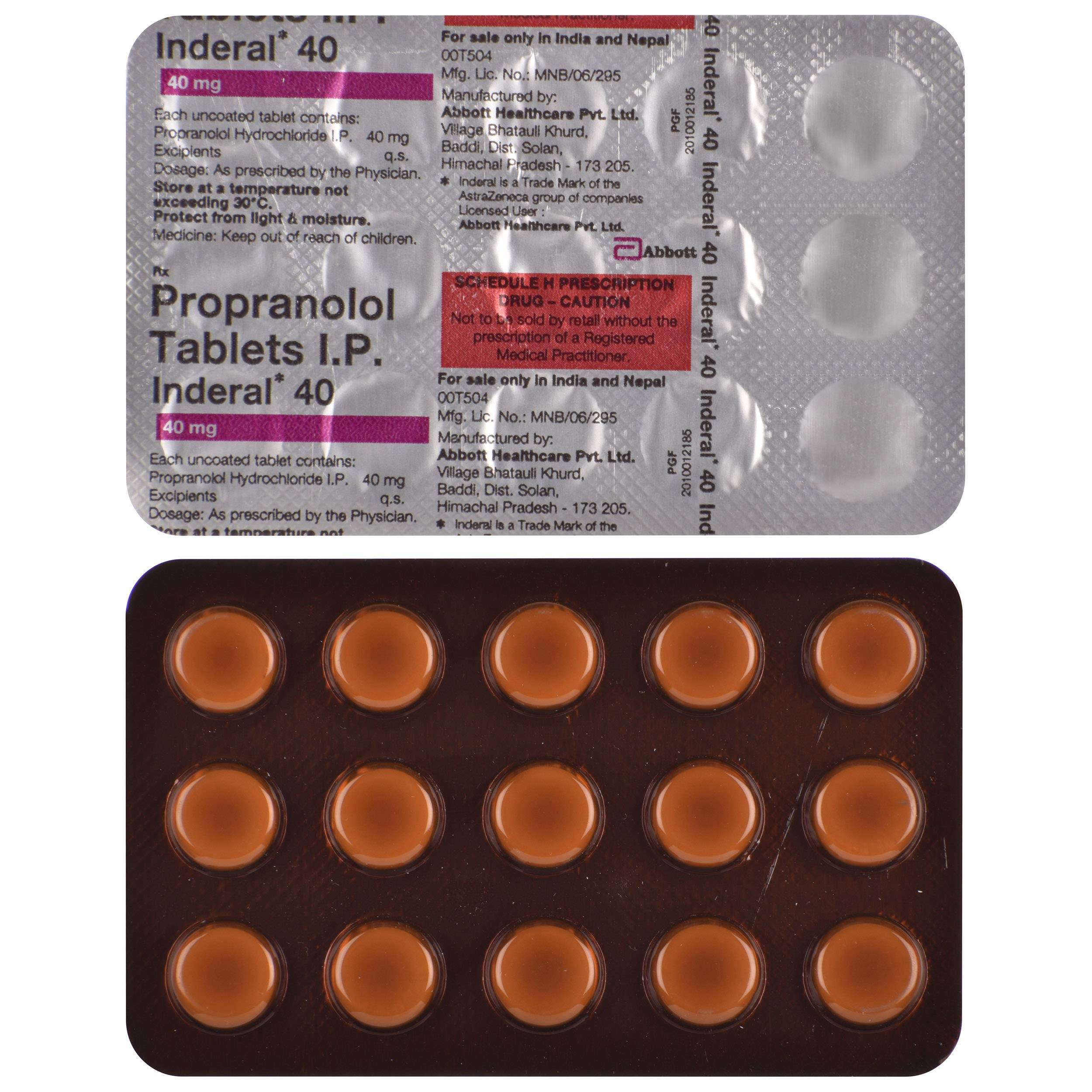 Inderal 40 tablet 10's (pack of 2pc)
