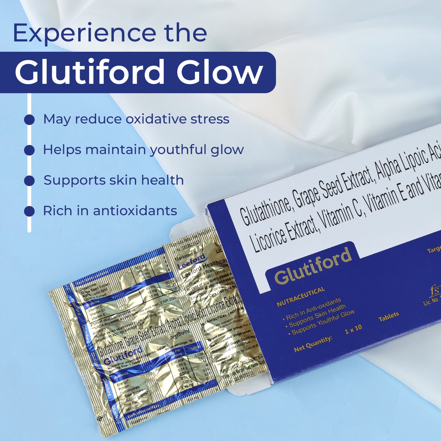 Glutiford Capsules with Anti-oxidants For Skin Health 10's - Image 3
