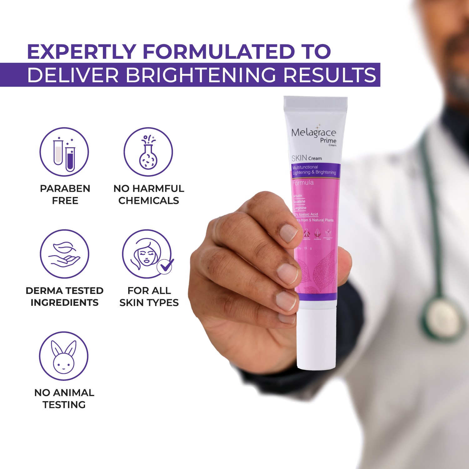 Melagrace Prime Brightening Cream 15g – Arbutin, AHA & Azelaic Acid - Image 6