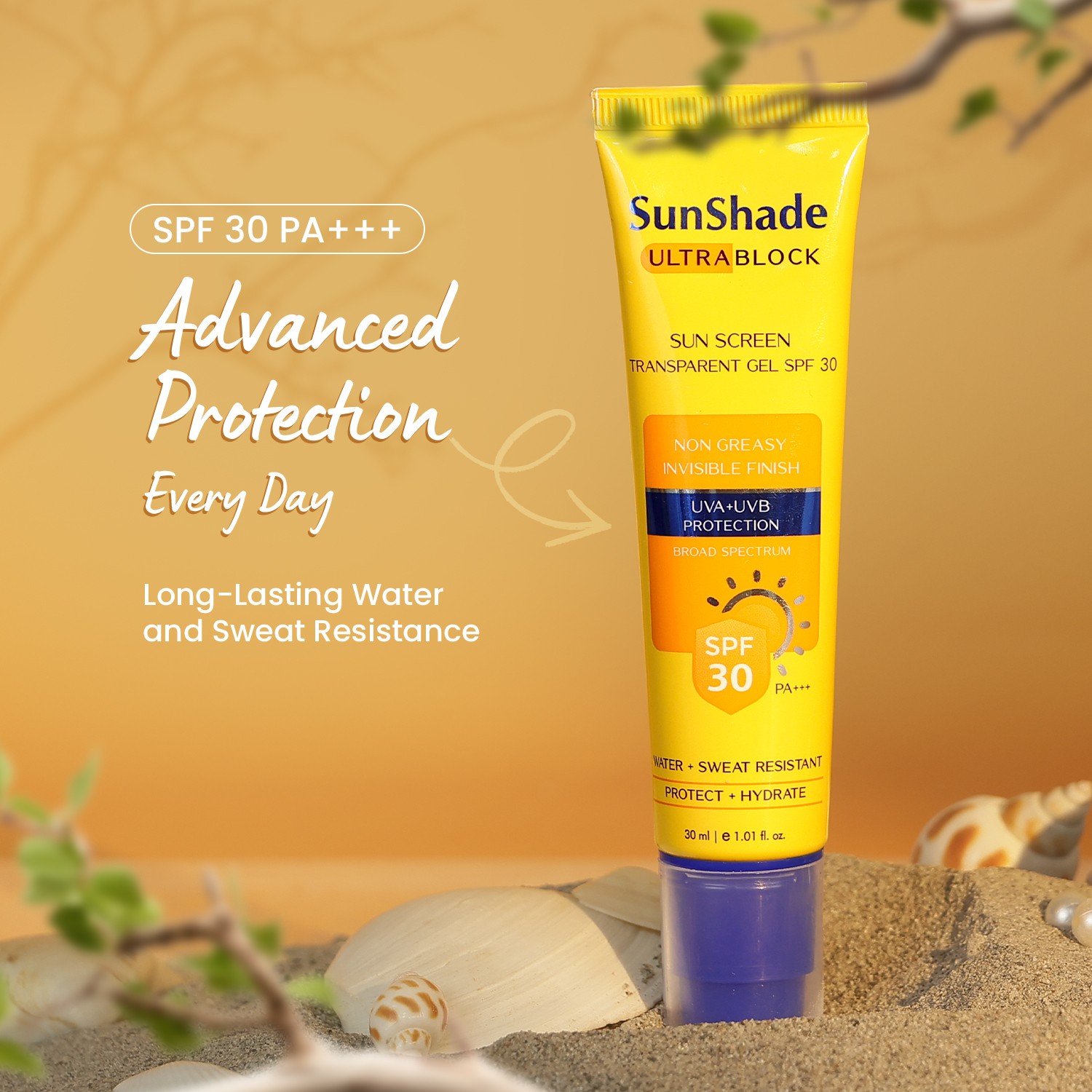 Sunshade Ultra Block Sunscreen Gel SPF-30, UVA+UVB Protection - 30ml - Image 3