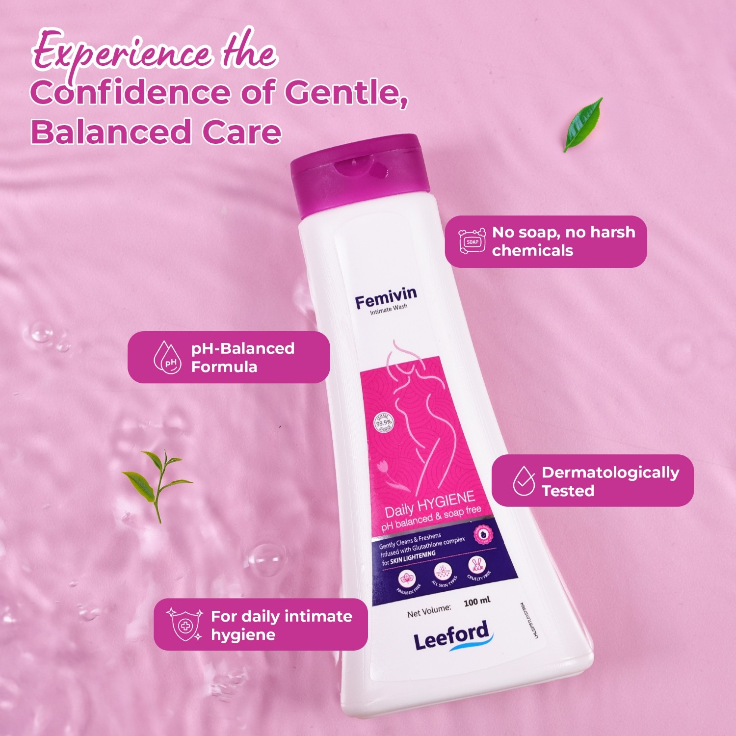 Femivin Intimate Wash - Gently Clean & Feshens - Ph-balanced 100ml - Image 5