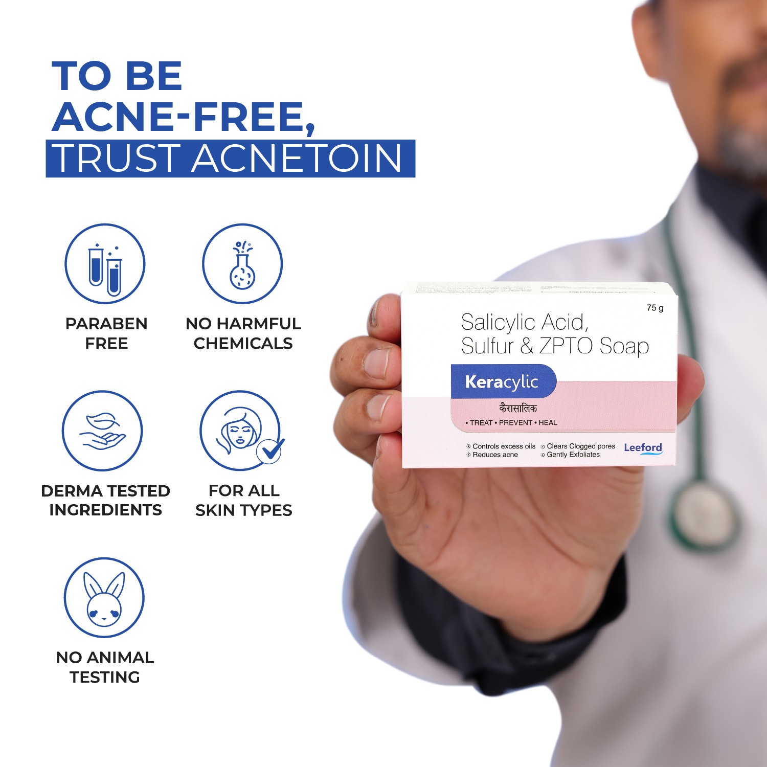 Keracylic Salicylic Acid Soap with Sulfur for Acne & Oil Control 75g - Image 6