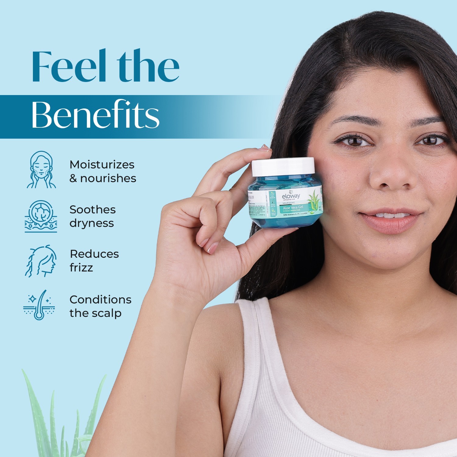 Eloway Transparent Aloe Vera Gel For Face, Skin & Hair Care 100gm - Image 5