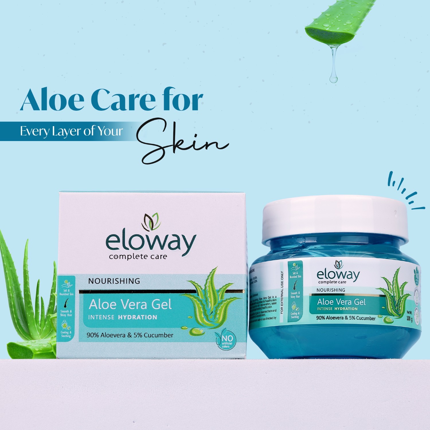 Eloway Transparent Aloe Vera Gel For Face, Skin & Hair Care 100gm