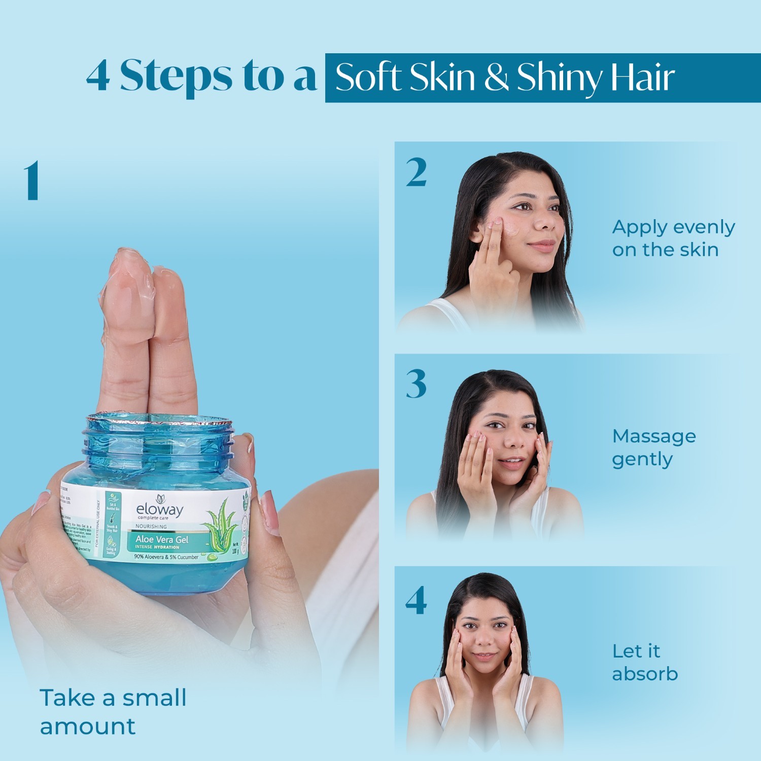 Eloway Transparent Aloe Vera Gel For Face, Skin & Hair Care 100gm - Image 7