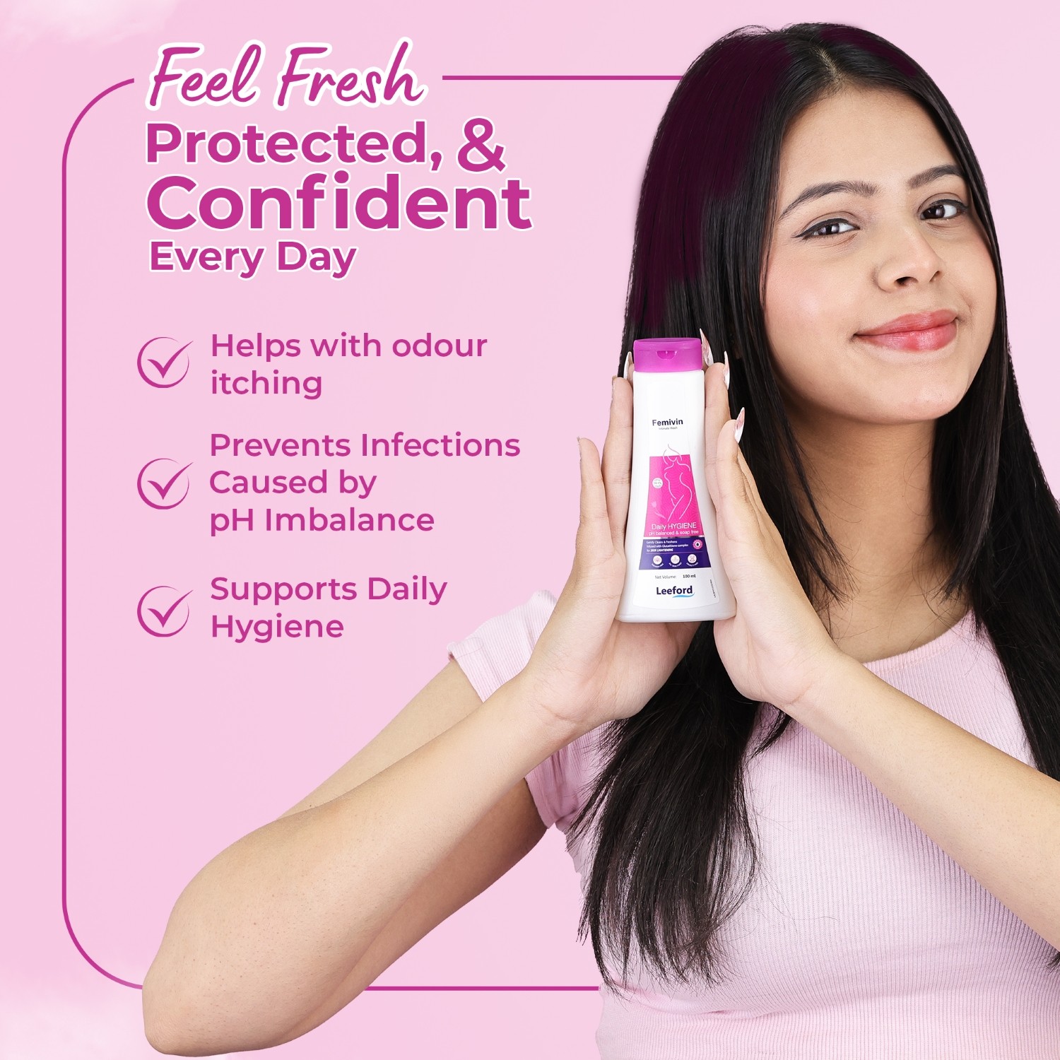 Femivin Intimate Wash - Gently Clean & Feshens - Ph-balanced 100ml - Image 3