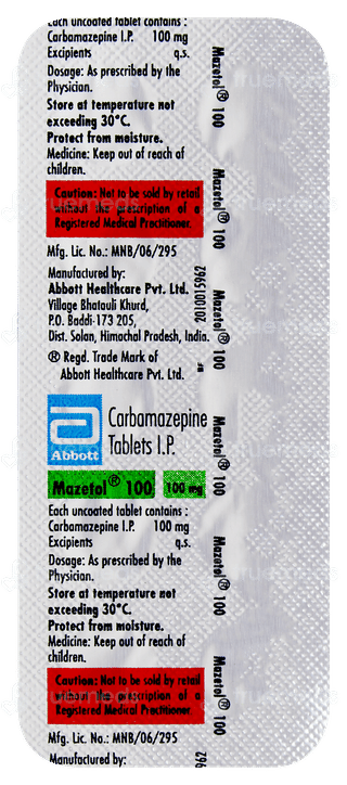 Mazetol 100 tablet 10's