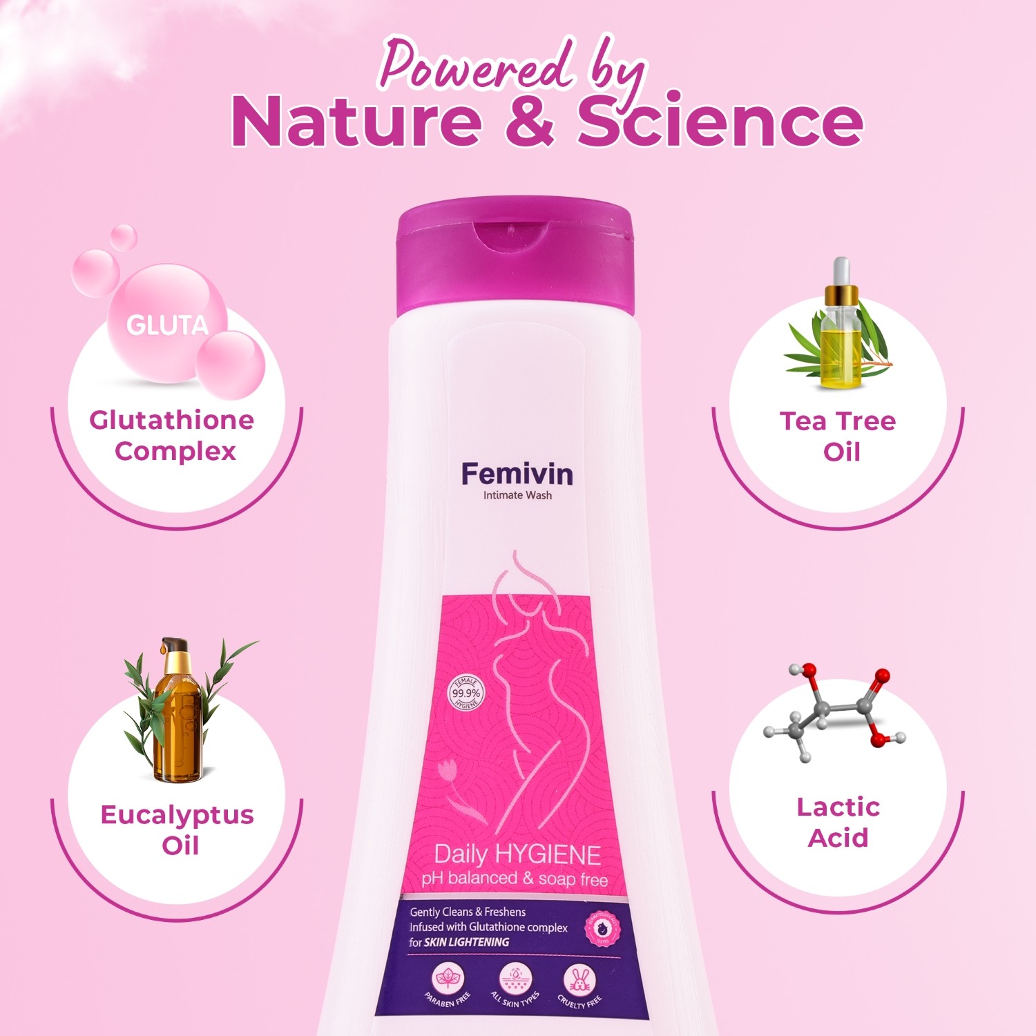 Femivin Intimate Wash - Gently Clean & Feshens - Ph-balanced 100ml - Image 2