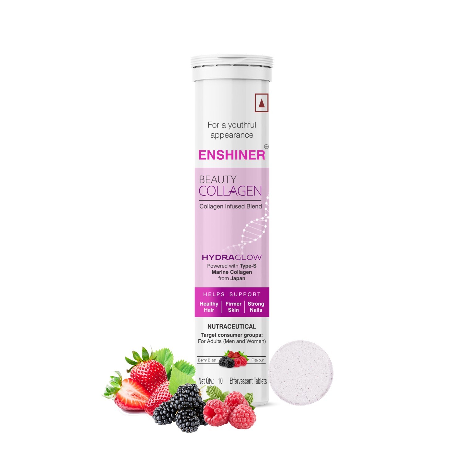 Enshiner Marine Collagen Effervescent Tablets for Skin Hair Nails Care (10's) - Image 2