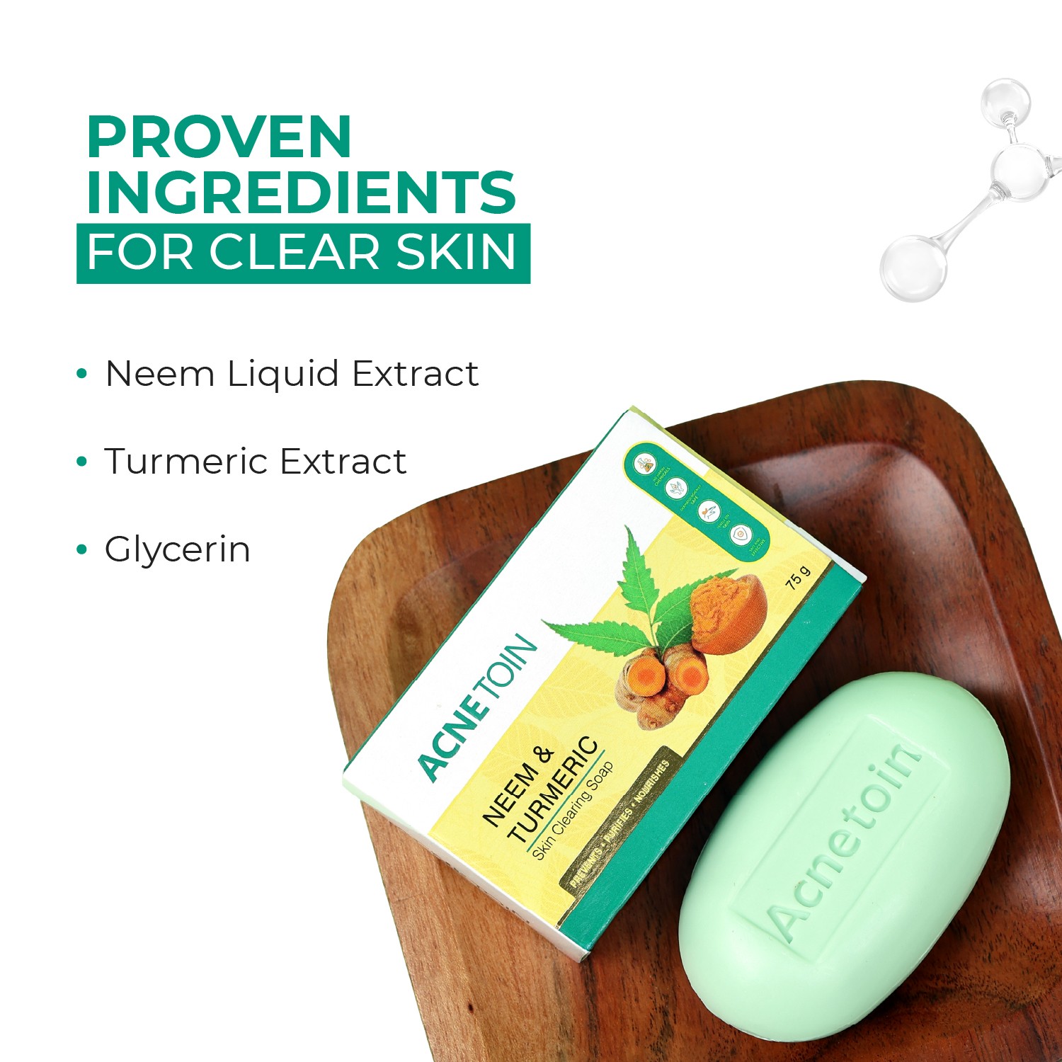 Acnetoin Neem and Turmeric Skin Clearing Soap 75g - Image 2