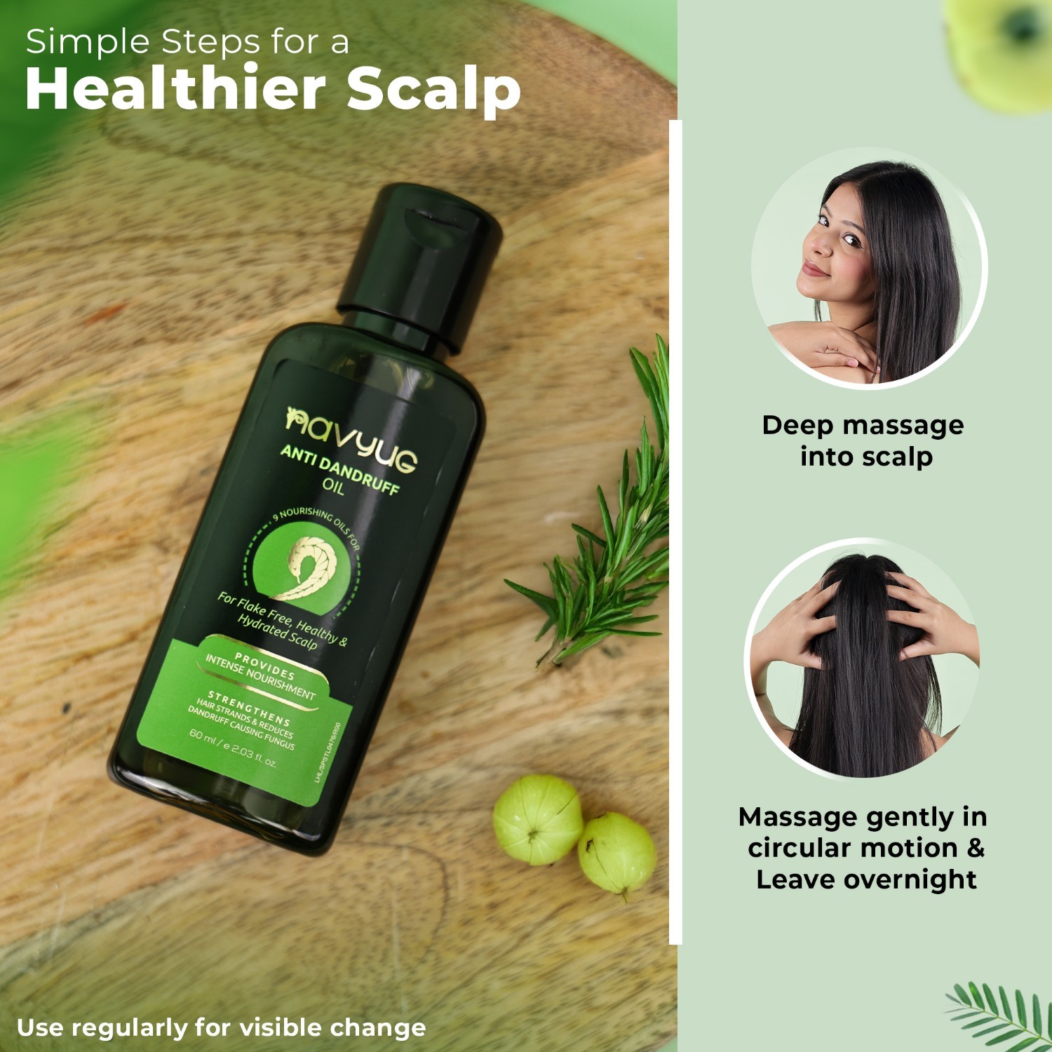 Navyug Anti-Dandruff Hair Oil 60ml - 9-Oil Formula for Healthy Scalp - Image 5