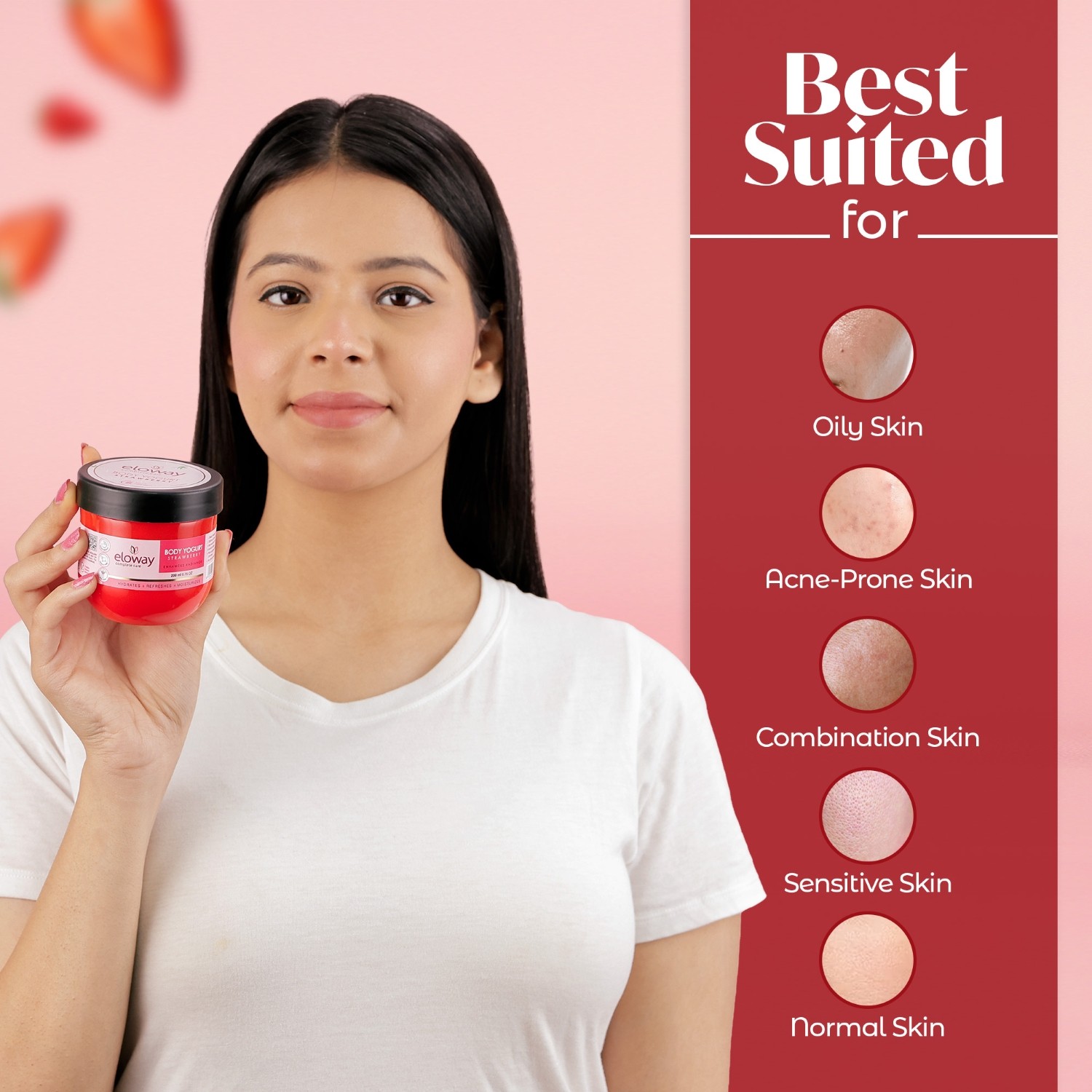 Eloway Body Yogurt Strawberry Moisturizer for Soft, Smooth Skin 200ml - Image 5