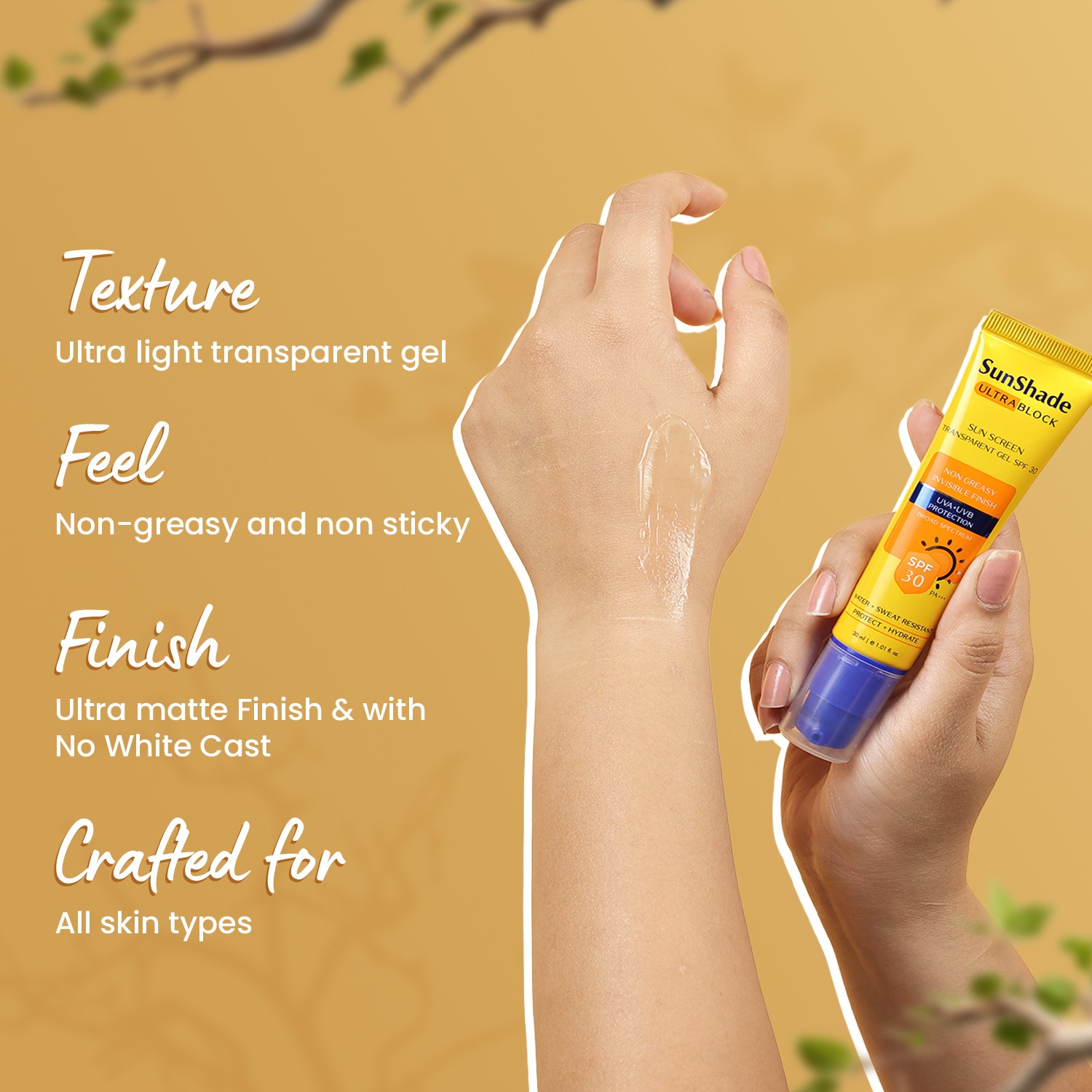 Sunshade Ultra Block Sunscreen Gel SPF-30, UVA+UVB Protection - 30ml - Image 8