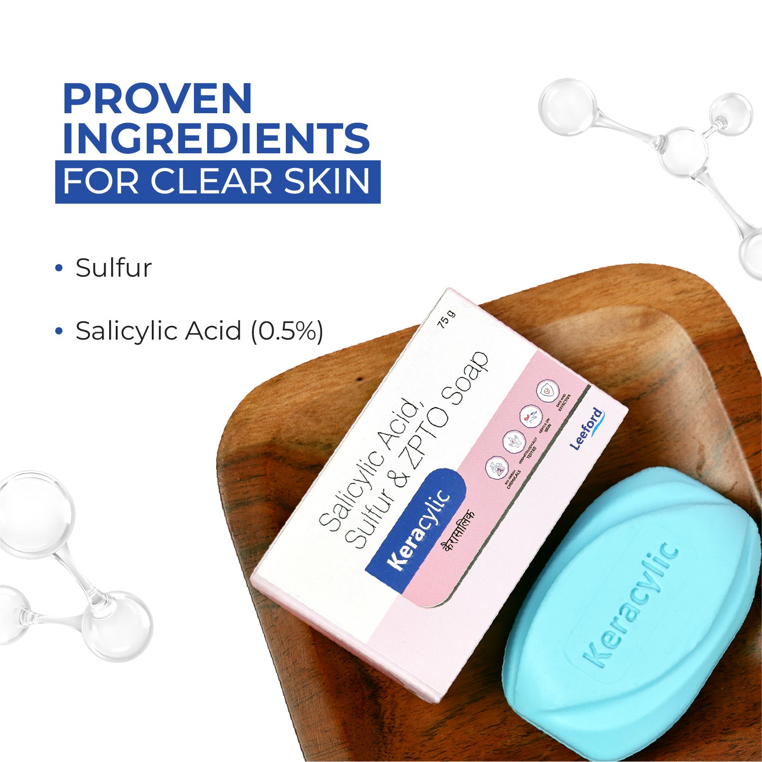 Keracylic Salicylic Acid Soap with Sulfur for Acne & Oil Control 75g - Image 2