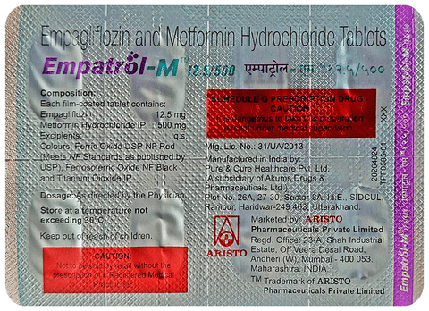 Empatrol M 12.5/500 Tablet 10's
