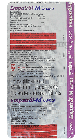Empatrol M 12.5/1000 Tablet 10's