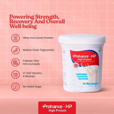 Prohance-HP High Protein Supplement for Muscles, Tissues & Digestion | Flavour Vanilla 400gm