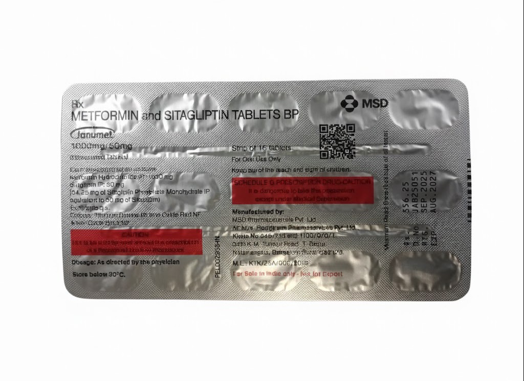 Janumet 1000mg/50mg Tablet 15's