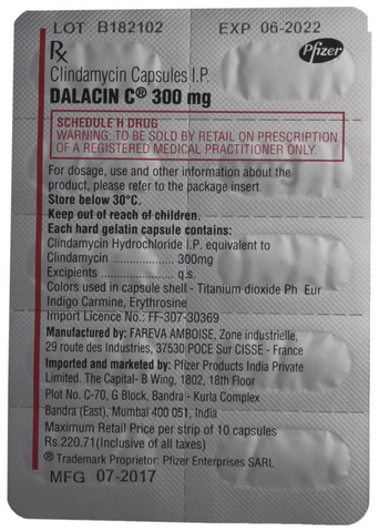 Dalacin C 300mg Capsule 10's (Pack of 2 strips) - Image 2