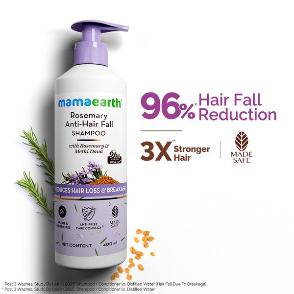 Rosemary Anti-Hair Fall Shampoo with Rosemary & Methi Dana for Reducing Hair Loss & Breakage - 400 ml